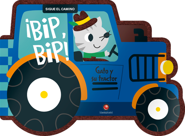 Gato y su tractor. ¡Bip, bip!